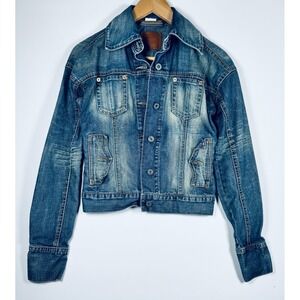 Vintage Levis Denim Jacket Women Small Blue Distressed Trucker Faded Made in USA
